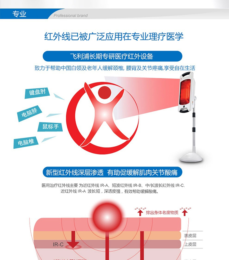 飞利浦 红外线治疗仪 hp3643 远红外线理疗仪 红外线烤灯 红外线神灯